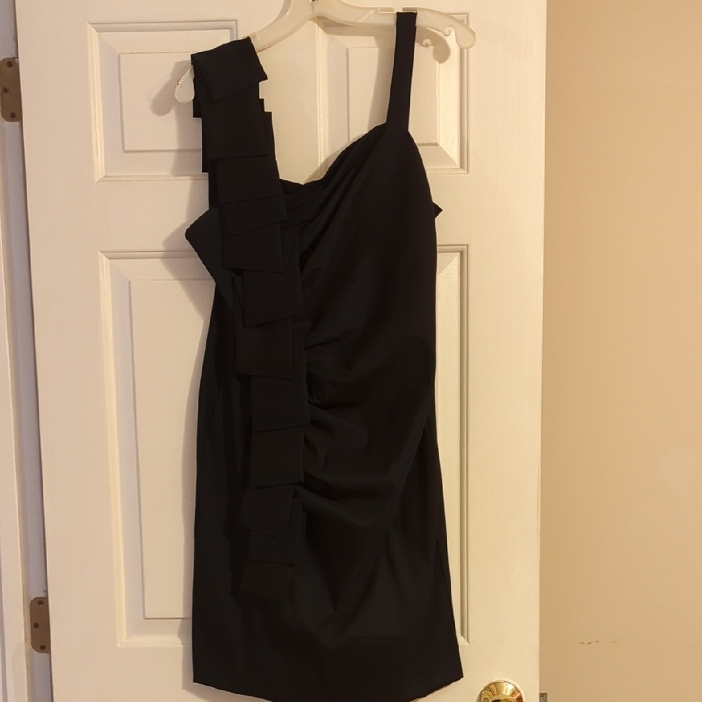 S.L. Fashions Elegant Black One Shoulder Dress